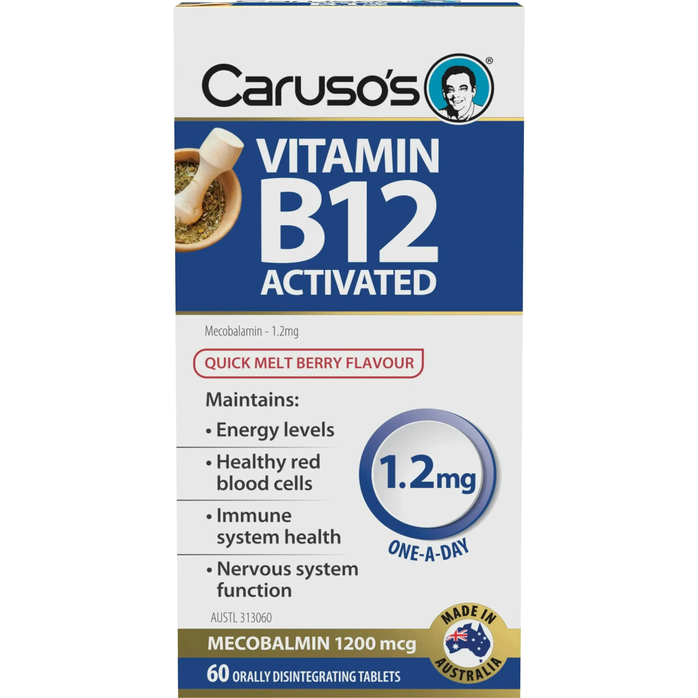 Caruso's Natural Health Vitamin B12 Activated 60 Melts - Half Price Vitamins Sale