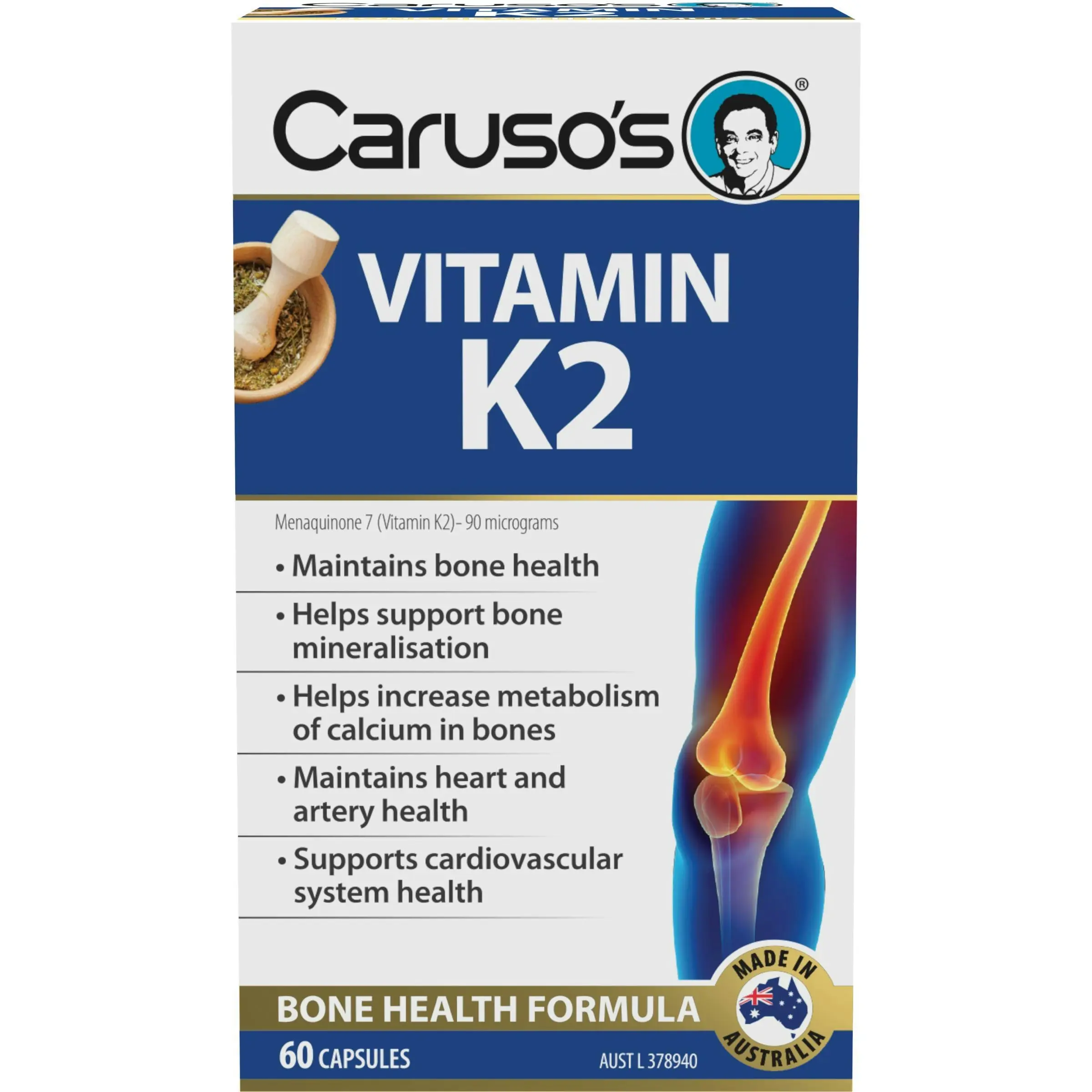 Caruso's Natural Health Vitamin K2 60 Capsules - Half Price Vitamins Sale