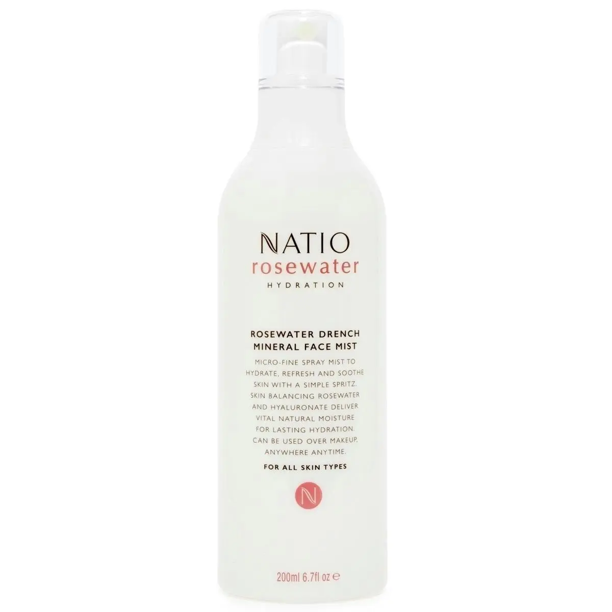 Natio Rosewater Drench Mineral Face Mist 200ml - Beauty