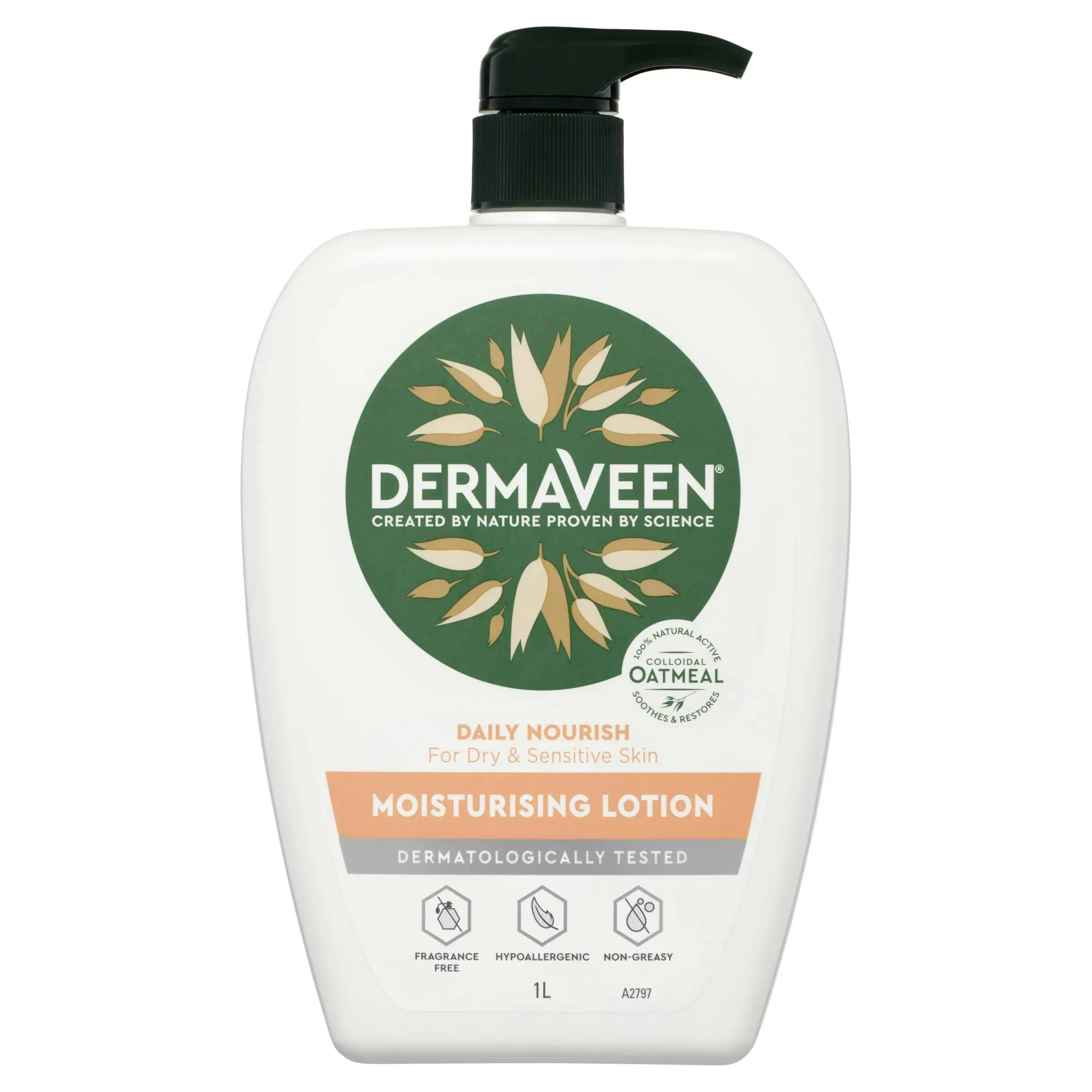 DermaVeen Daily Nourish Moisturising Lotion for Dry & Sensitive Skin 1L - Beauty