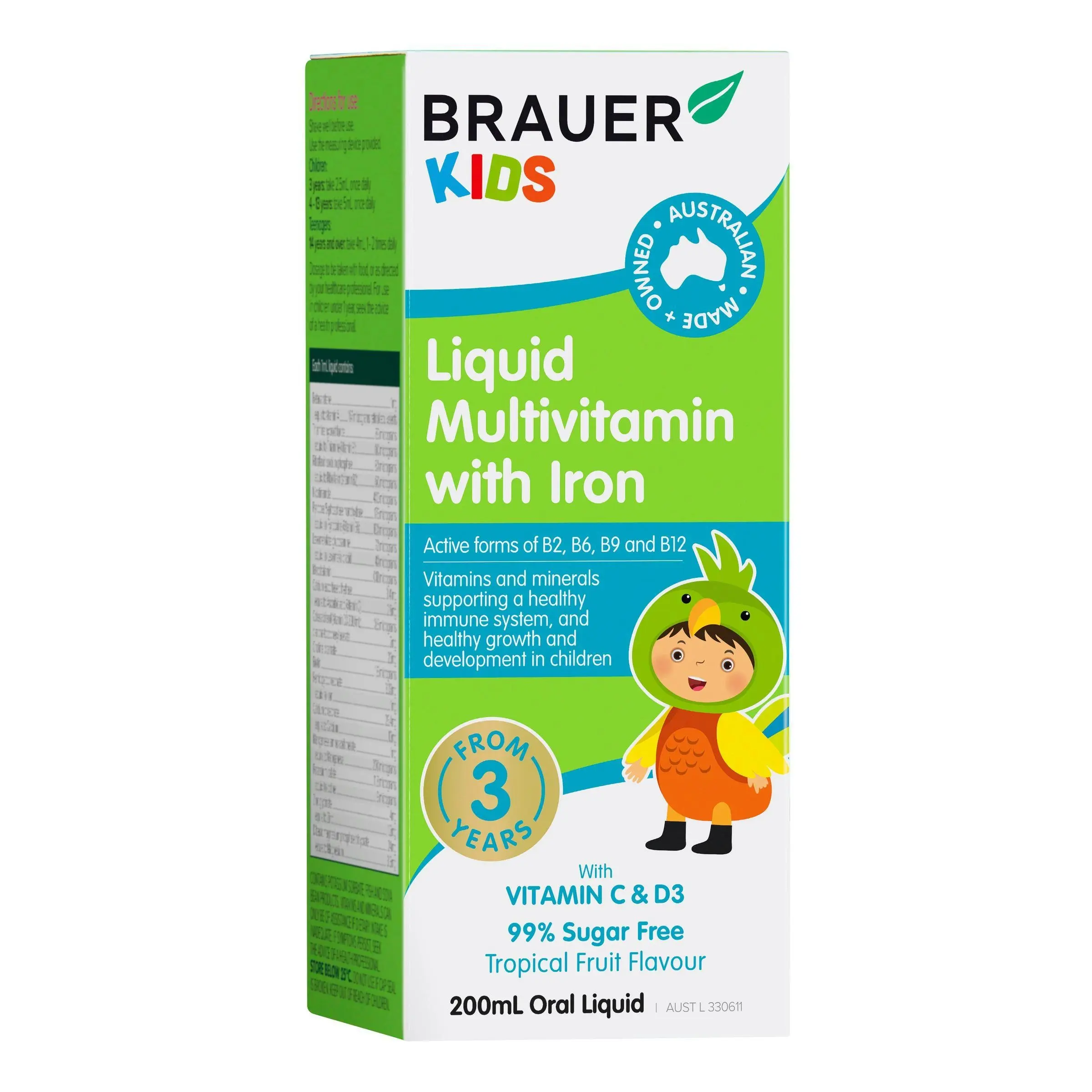 Brauer Baby & Kids Liquid Multivitamin with Iron 200mL - Health