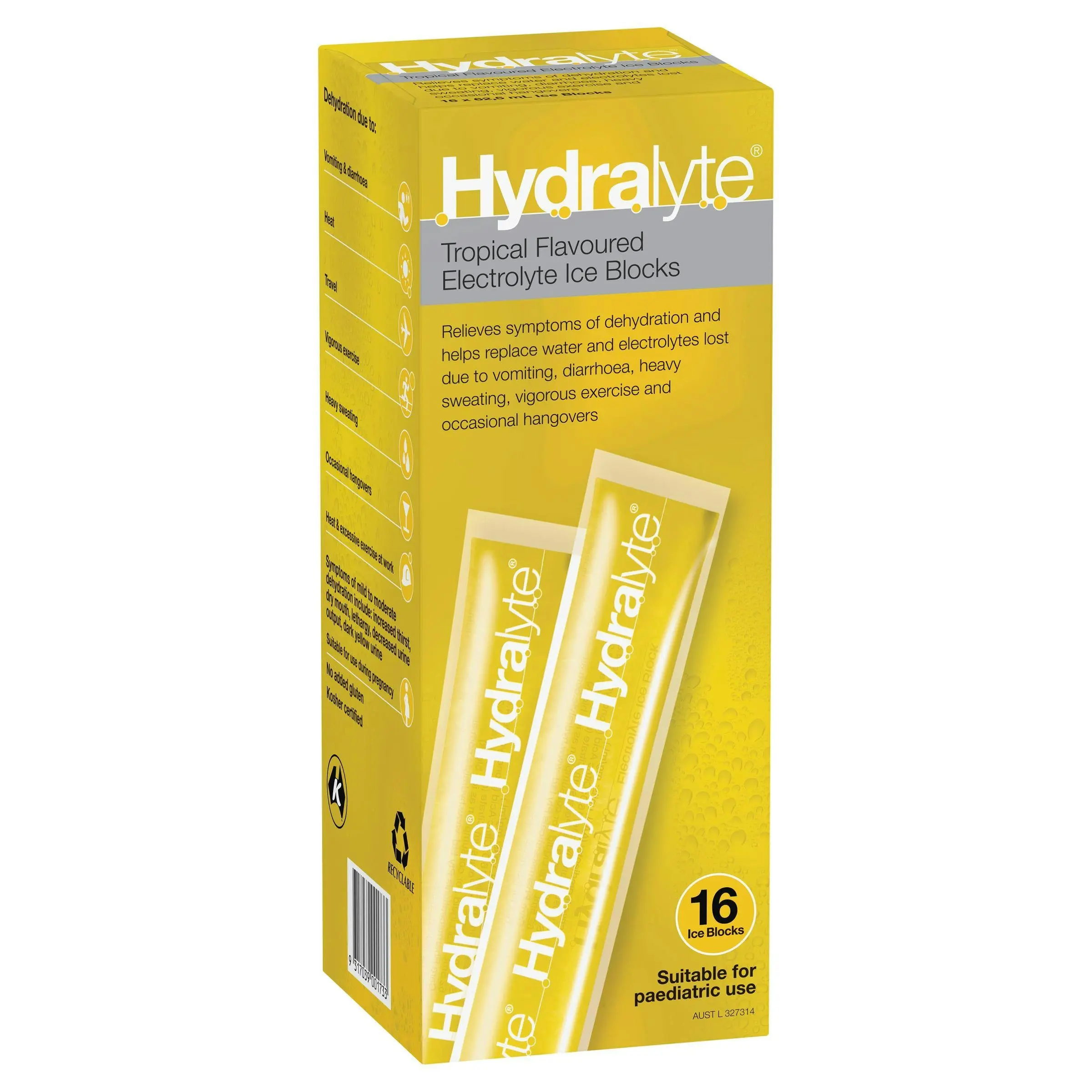 Hydralyte Electrolyte Ice Blocks Tropical 16 Pack - Health