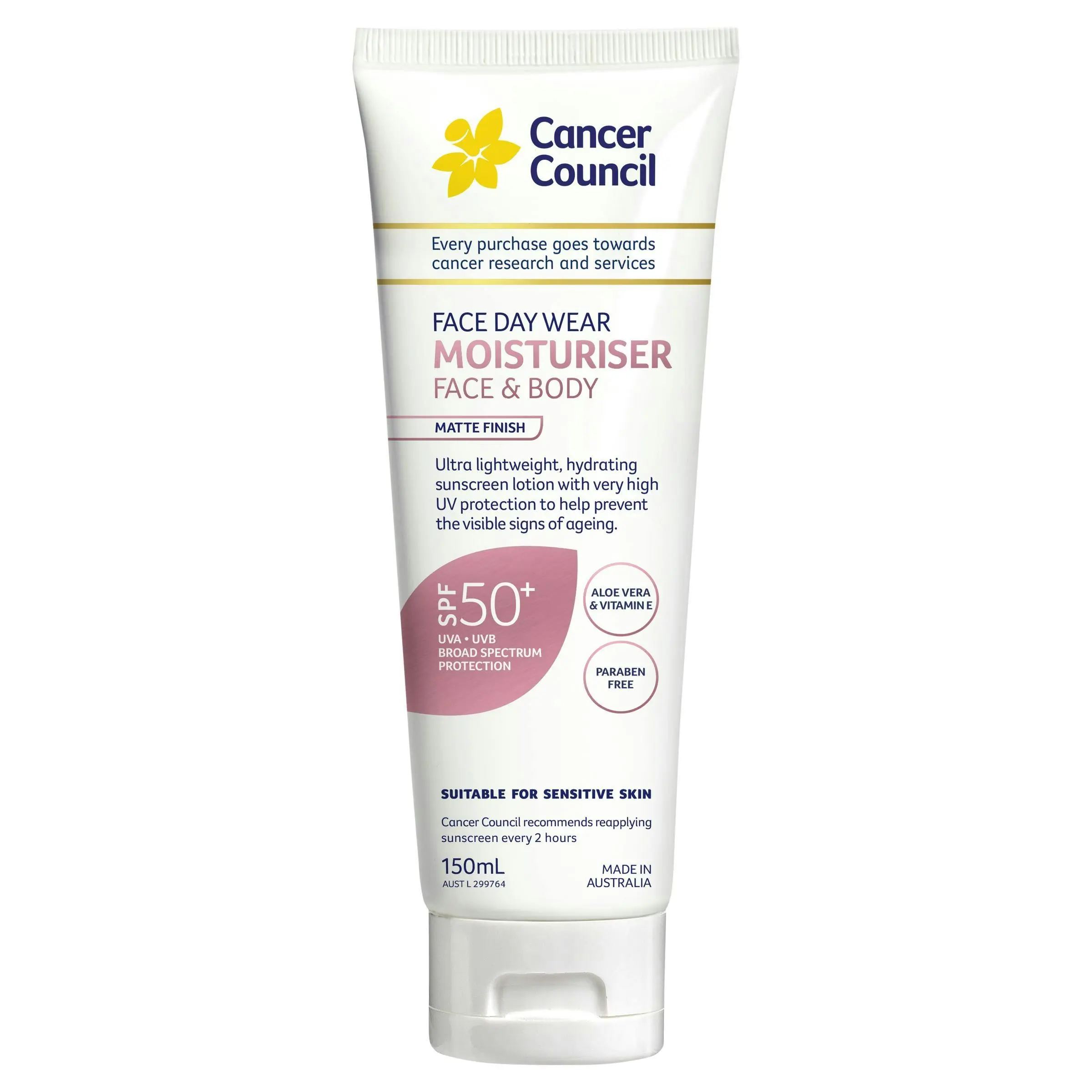 Cancer Council Face & Body Moisturiser SPF50+ 150mL - Beauty