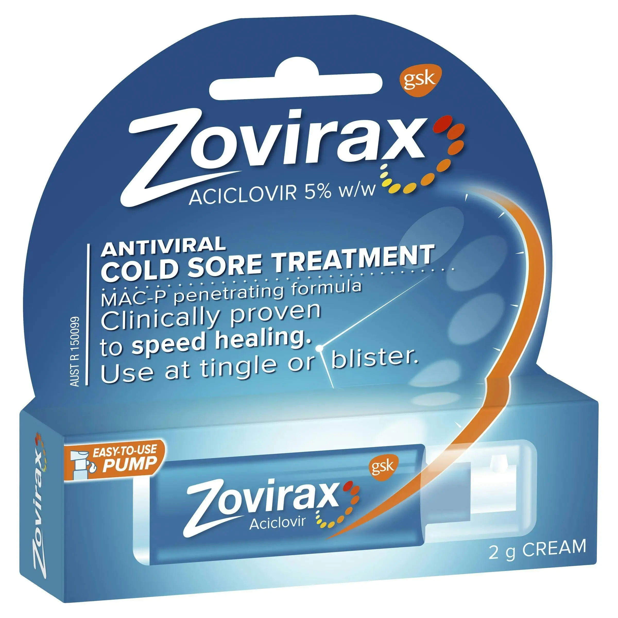 Zovirax Cold Sore Treatment Cream Pump 2g - Health