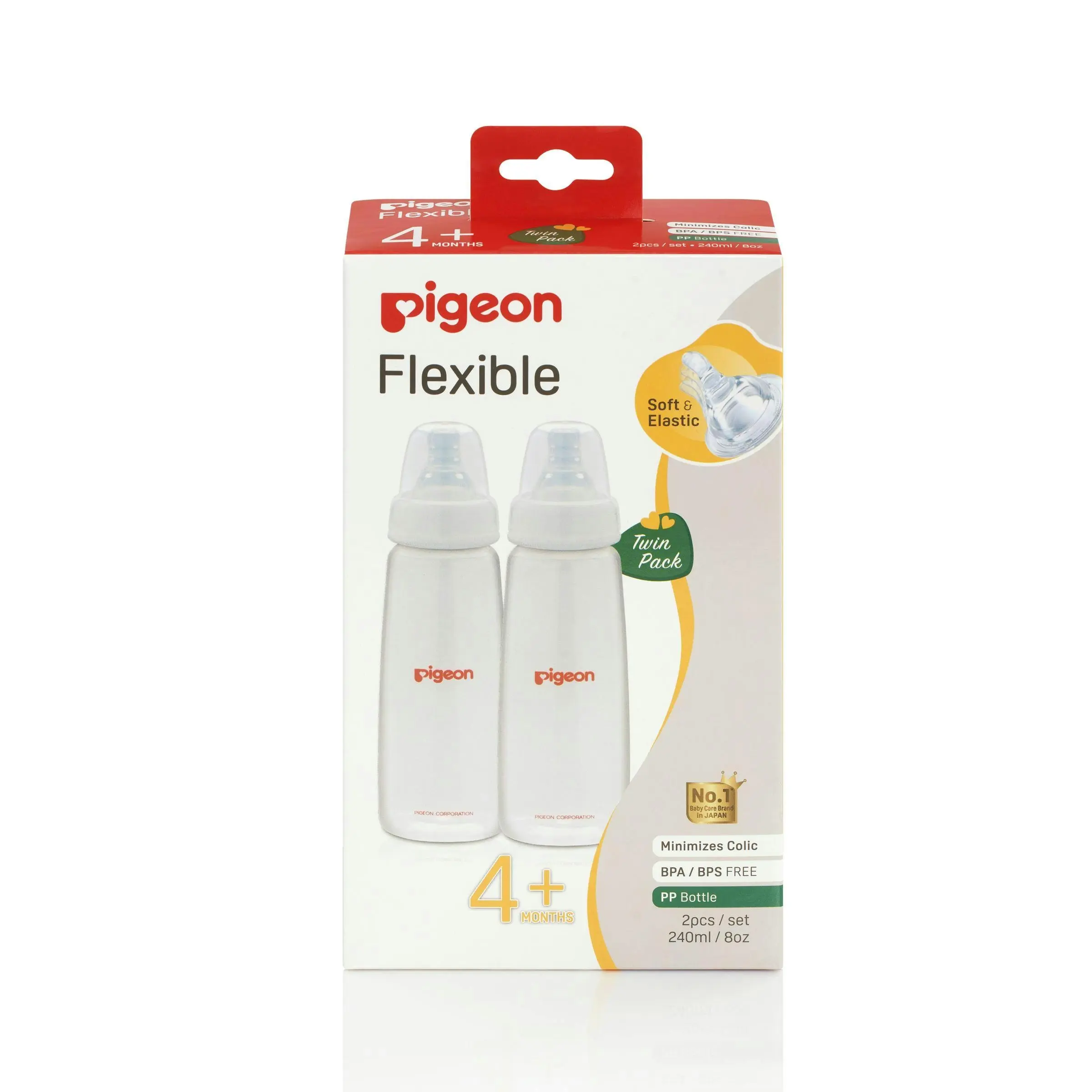 PIGEON Slim Neck Bottle PP Twin Pack 240mL - Baby