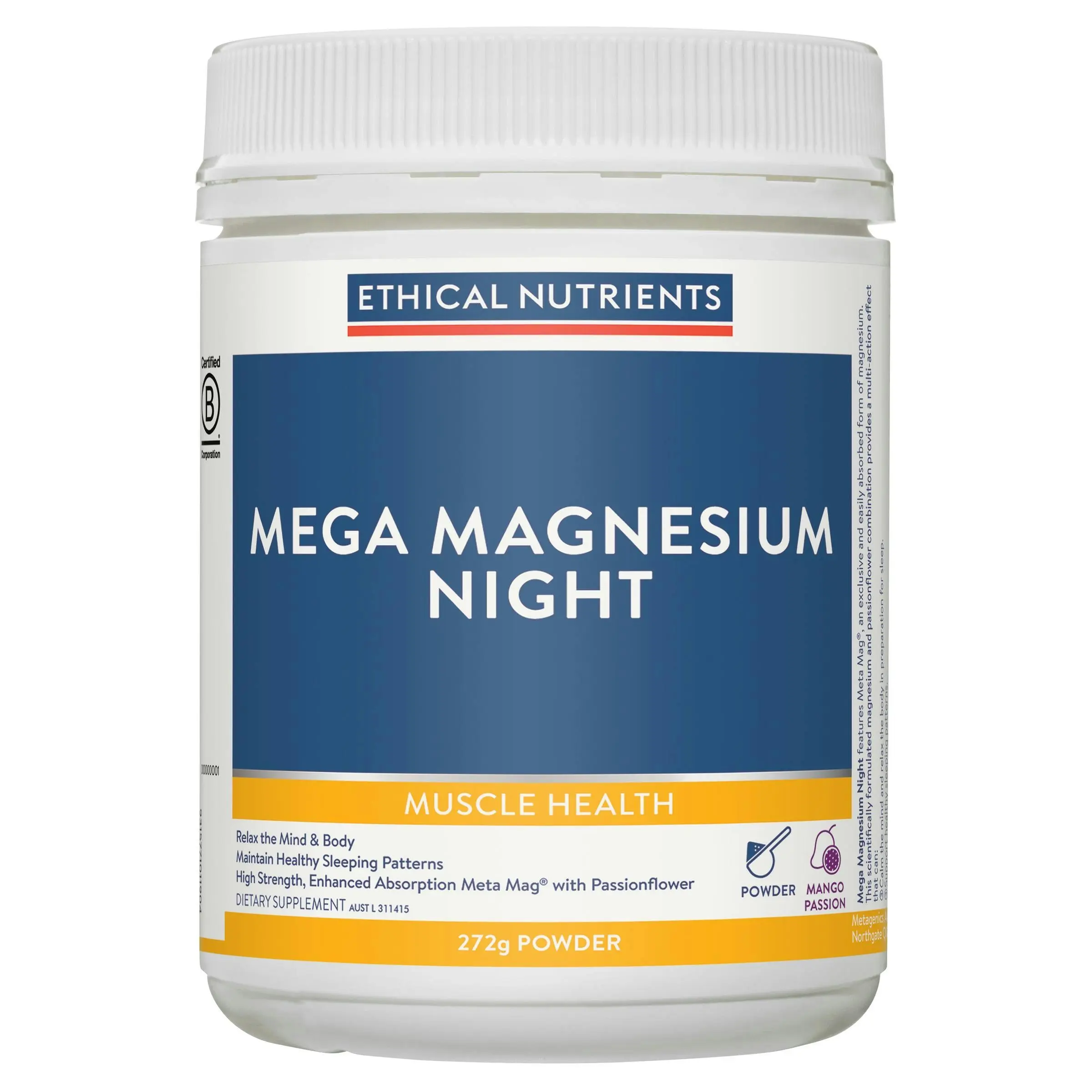 Ethical Nutrients Mega Magnesium Night Powder 272g - Health