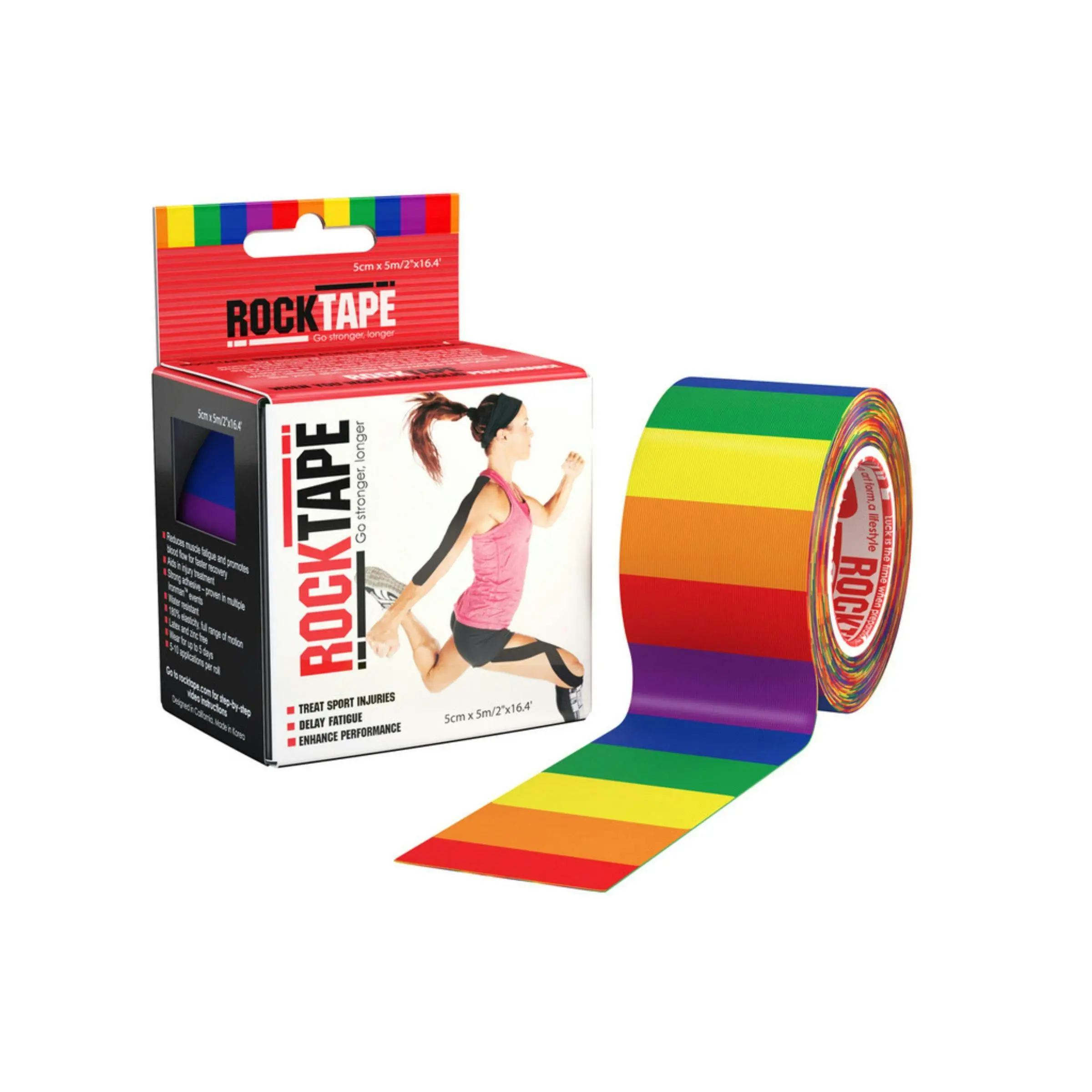 RockTape Kinesiology Tape Rainbow 5cm x 5m - Health