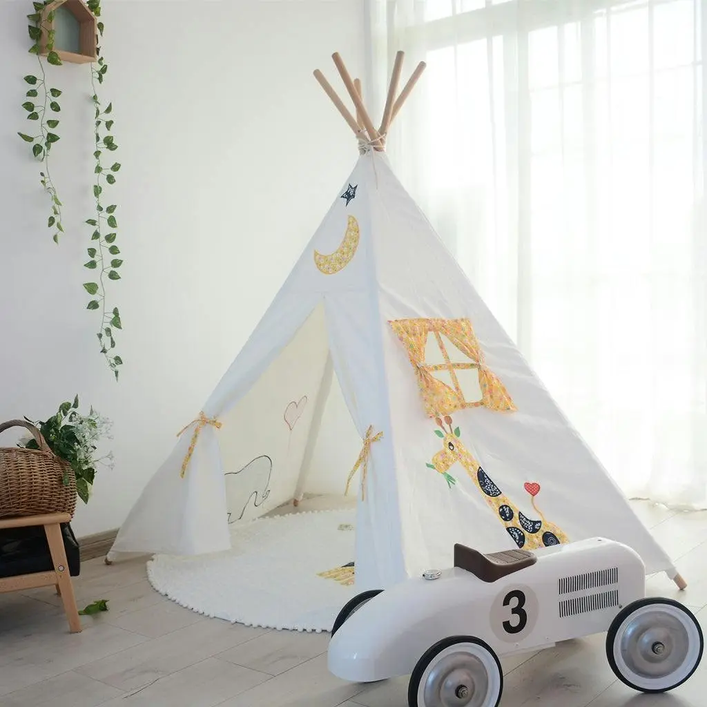 All 4 Kids Penelope Cotton Canvas Kids Elephant Pentagon Teepee Tent - Toys & Games