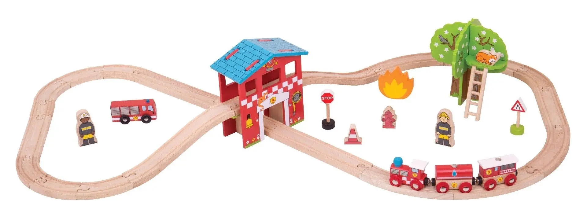 Bigjigs Rail Fire Station Train Set - Toys & Games