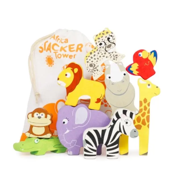 Le Toy Van Petilou Africa Stacking Tower & Bag - Baby