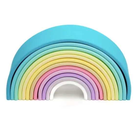Dena Toys 12pcs Pastel Rainbow Stacking Toy - Baby
