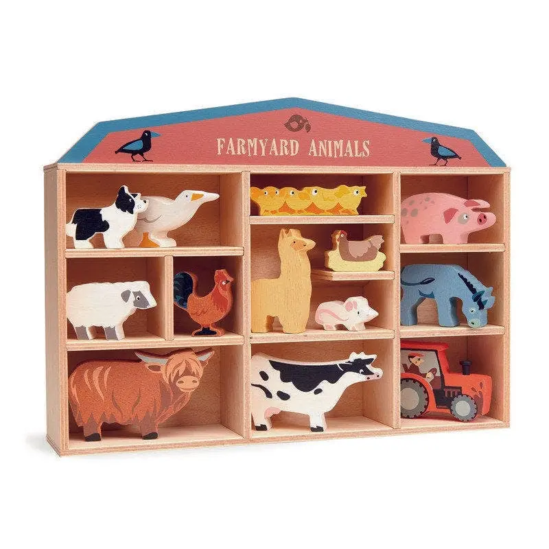 Tender Leaf Toys Wooden Farmyard Animals Display Shelf Set - Toys & Games