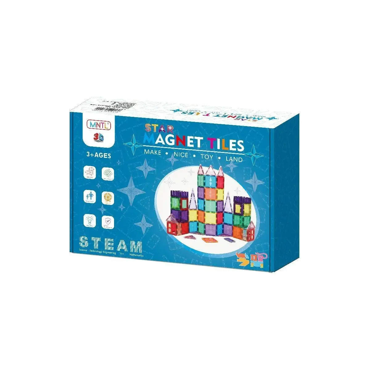 MNTL Classic Magnetic Tile 72 Pcs - Toys & Games
