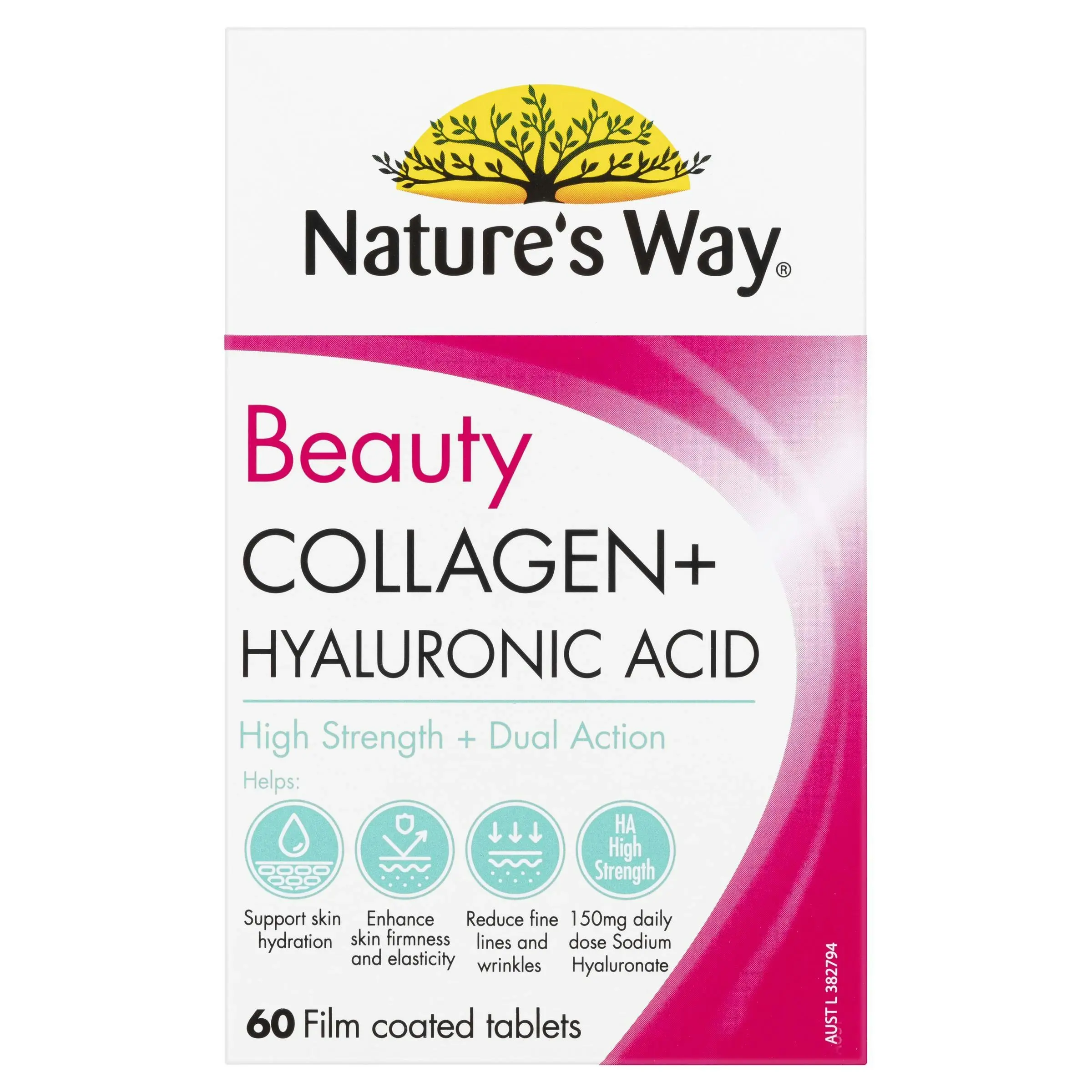 Nature's Way Beauty Collagen + Hyaluronic Acid 60 Tablets - Health