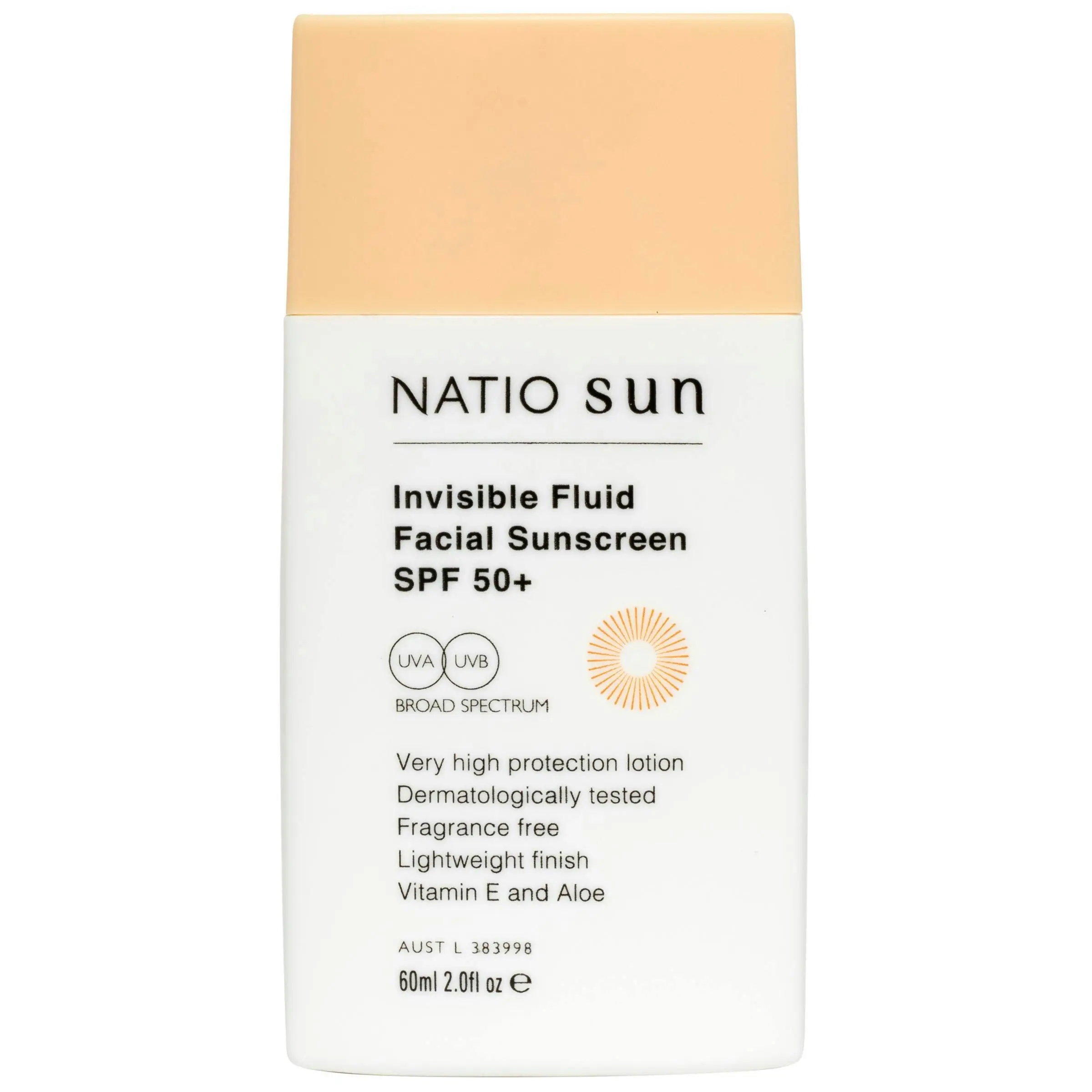 Natio Invisible Face Fluid Sunscreen SPF 50+ 60ml - Beauty