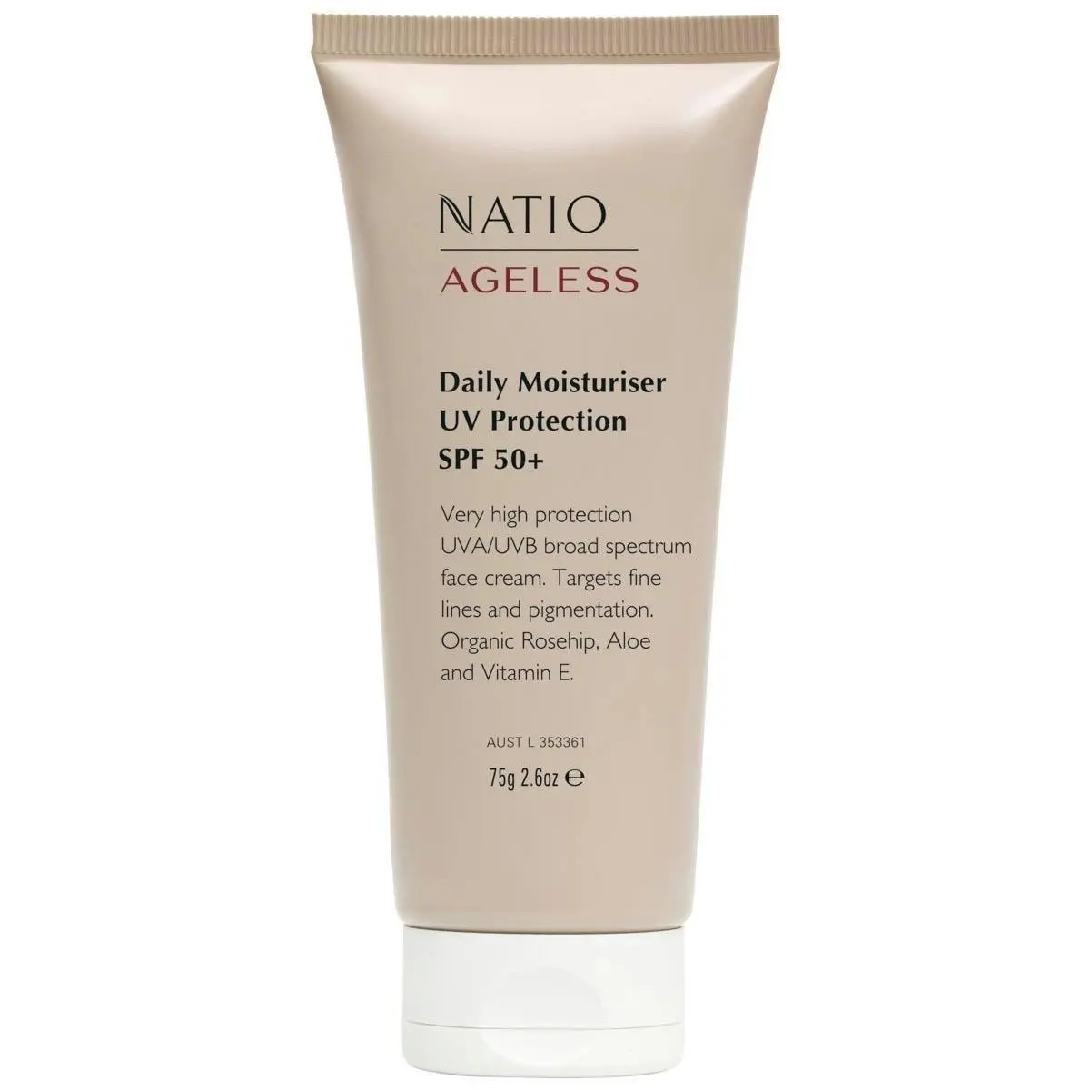Natio Ageless Daily Moisturiser UV Protection SPF 50+ 75g - Beauty