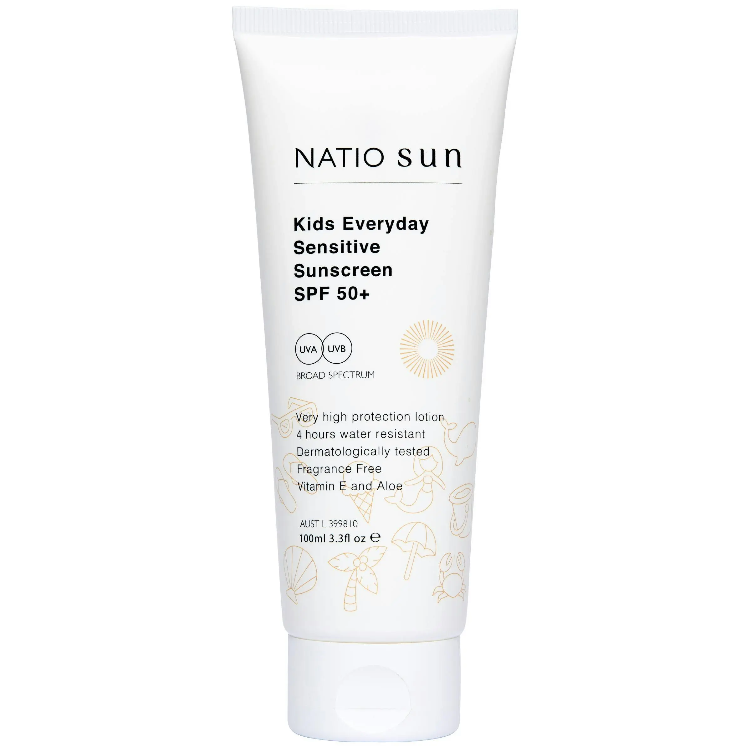 Natio Kids Everyday Sensitive Sunscreen SPF 50+ Tube 100ml - Beauty