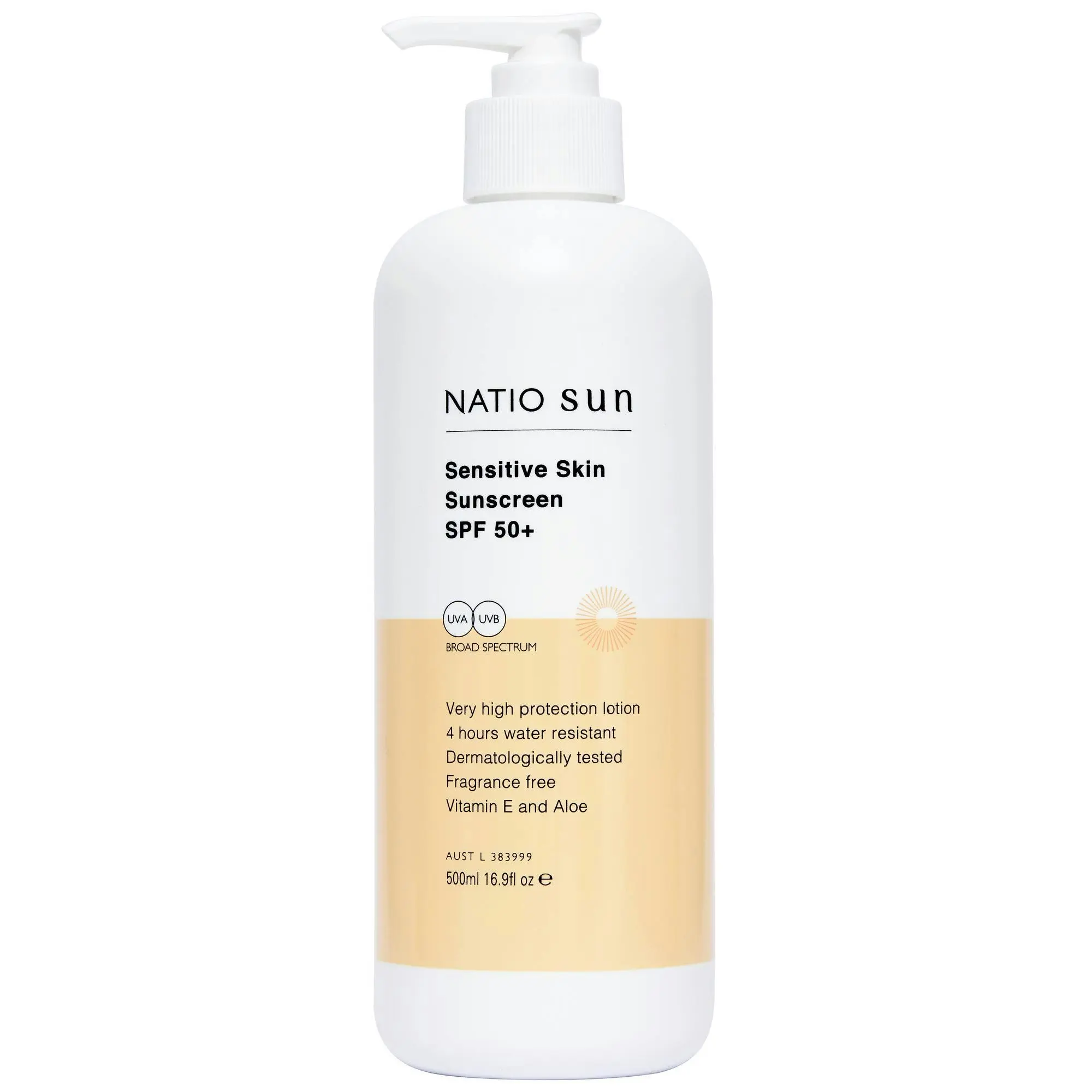Natio Sensitive Skin Sunscreen SPF 50+ 500ml - Beauty