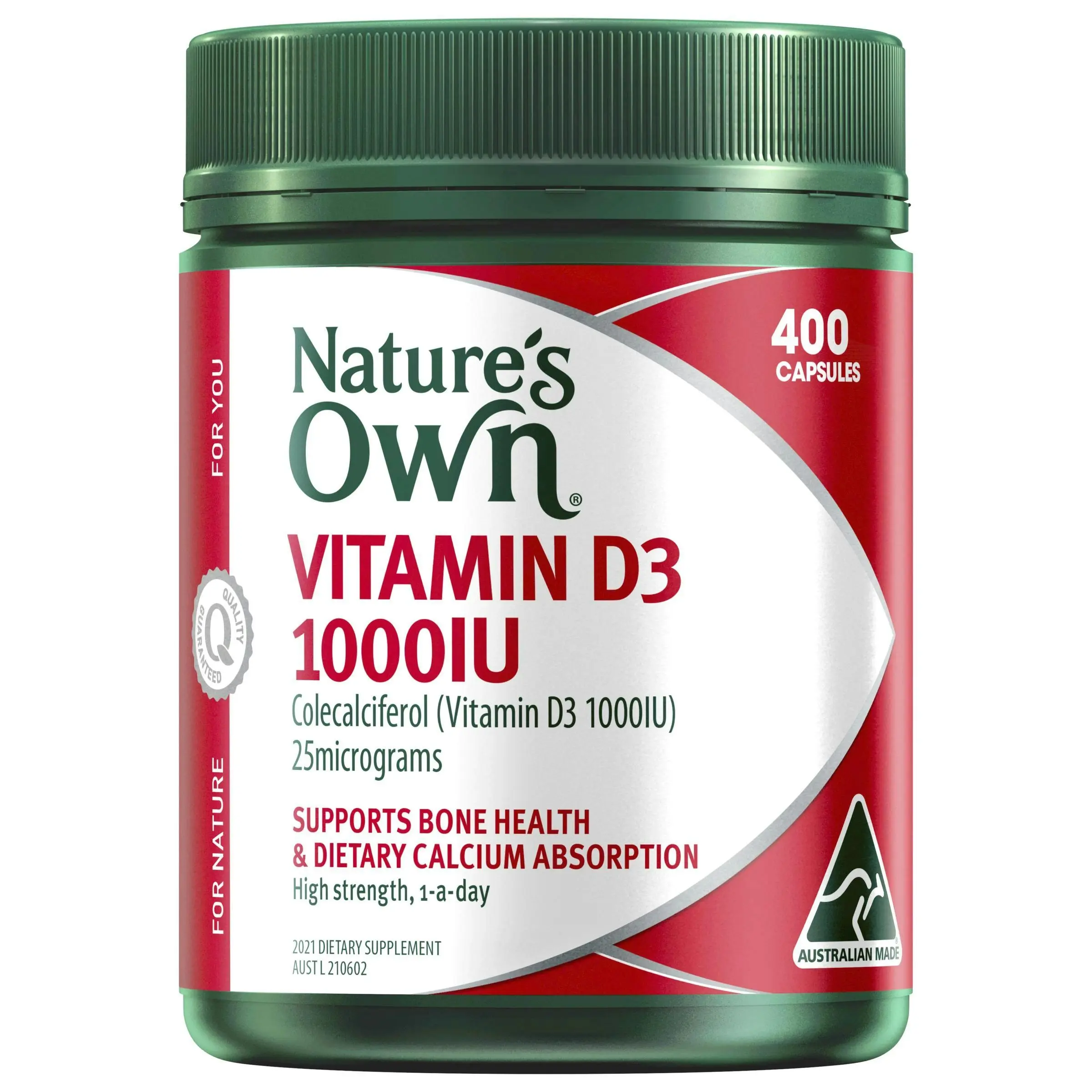 Nature's Own Vitamin D3 1000IU 400 Capsules - Health