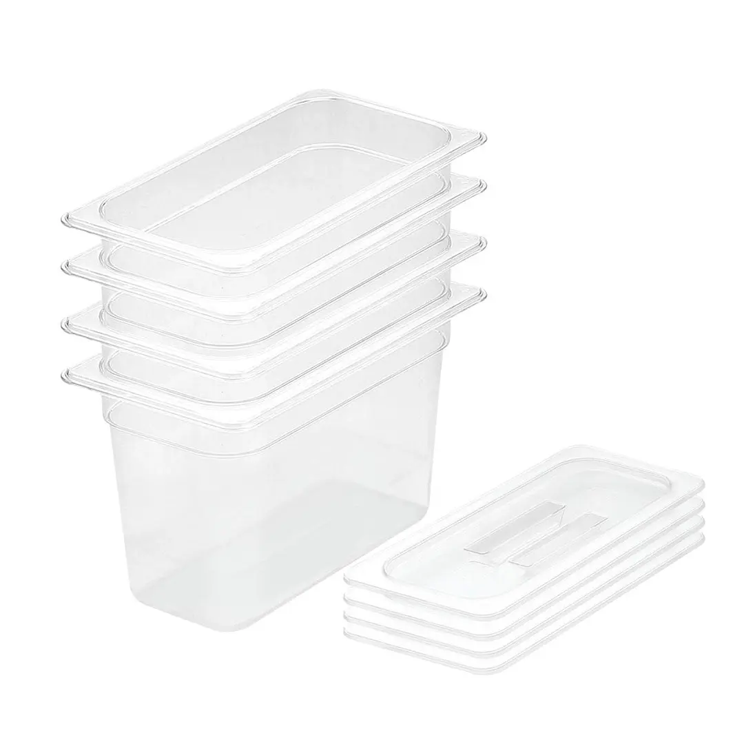 SOGA 200mm Clear Gastronorm GN Pan 1/3 Food Tray Storage Bundle of 4 with Lid - Home & Garden