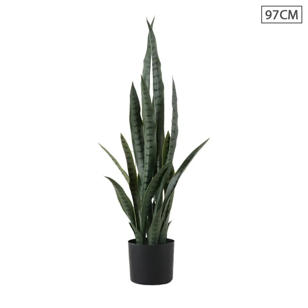 SOGA 97cm Sansevieria Snake Artificial Plants with Black Plastic Planter Greenery, Home Office Decor - Home & Garden
