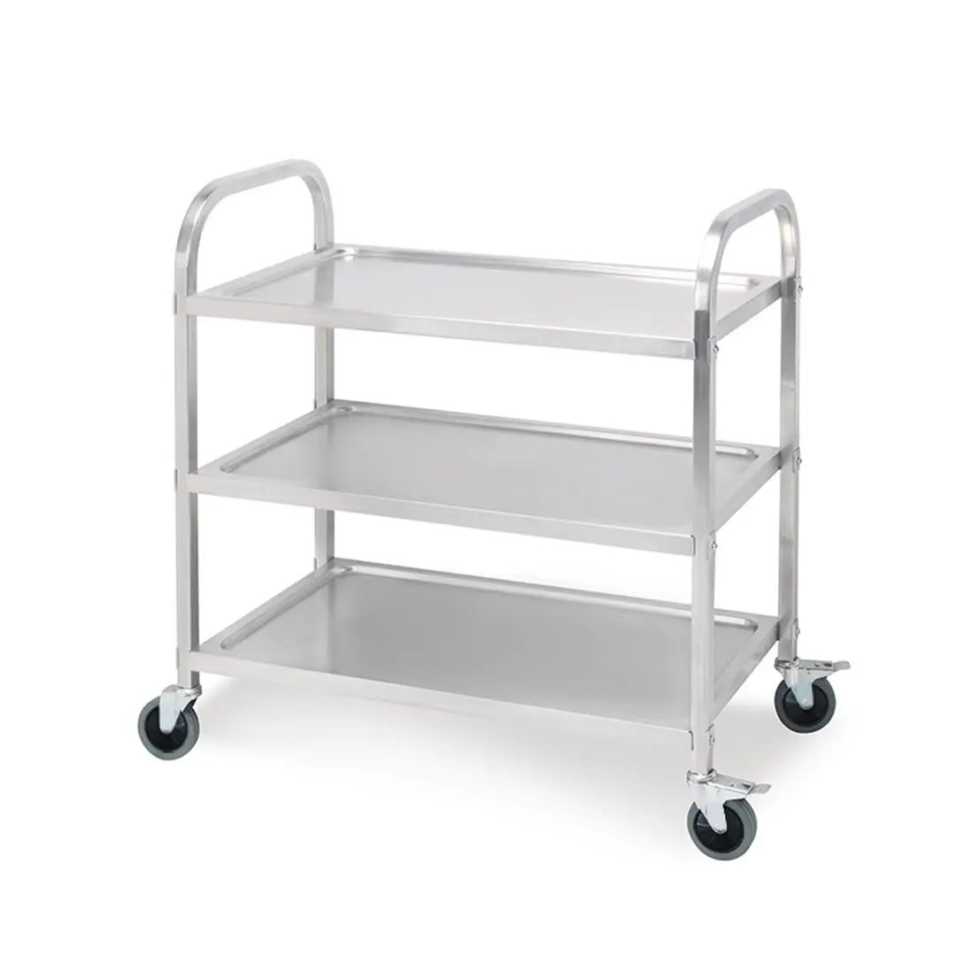 SOGA 3 Tier Stainless Steel Kitchen Food Trolley Utility Medium 85x45x90cm - Furniture