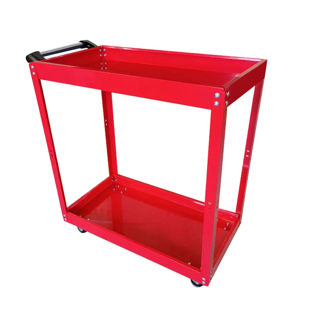 SOGA 2 Tier Tool Storage Cart Portable Service Utility Heavy Duty Mobile Trolley Red - Home & Garden