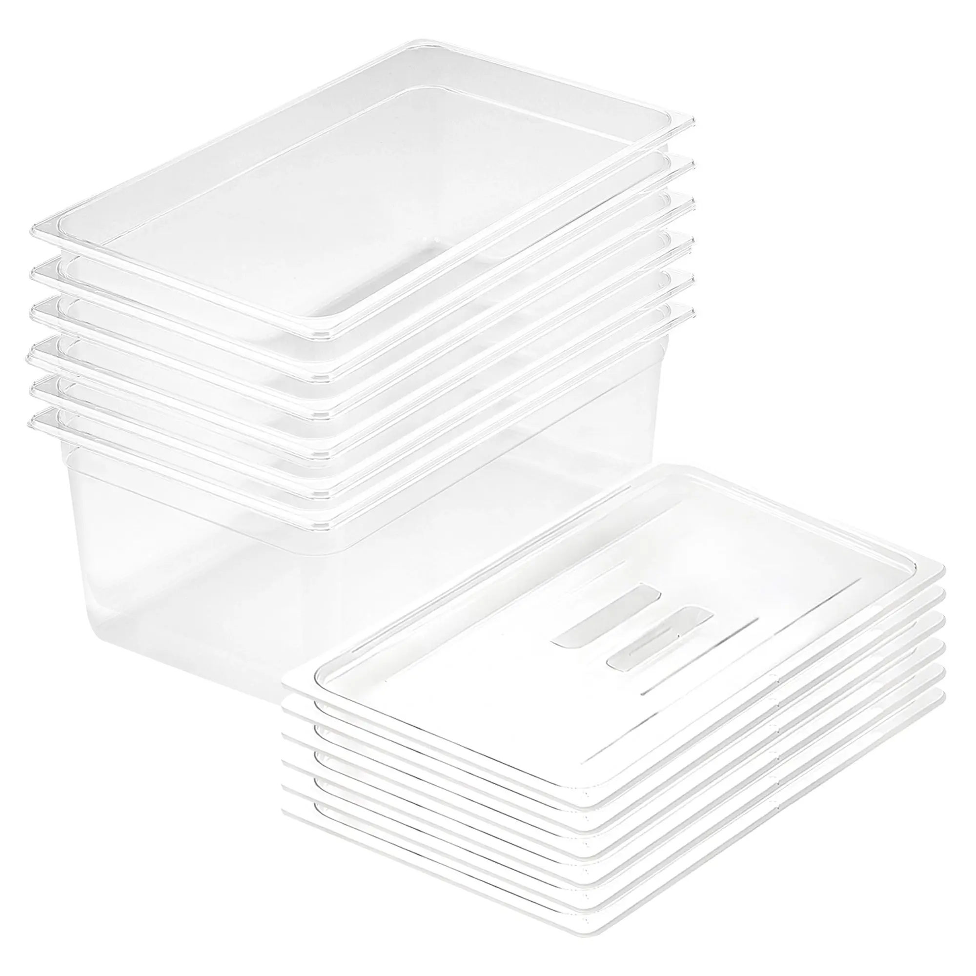 SOGA 200mm Clear Gastronorm GN Pan 1/1 Food Tray Storage Bundle of 6 with Lid - Home & Garden
