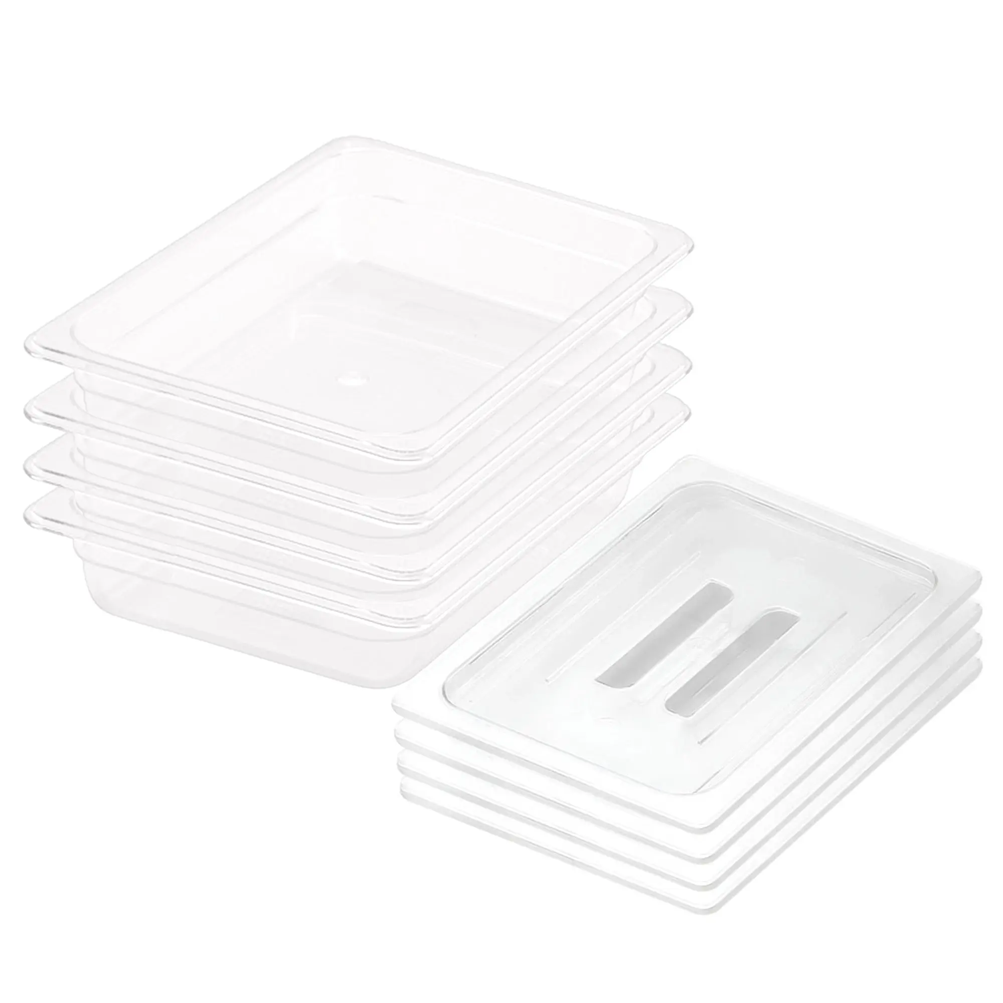 SOGA 4-Pack 65mm Clear Gastronorm 1/2 GN Pans with Lids