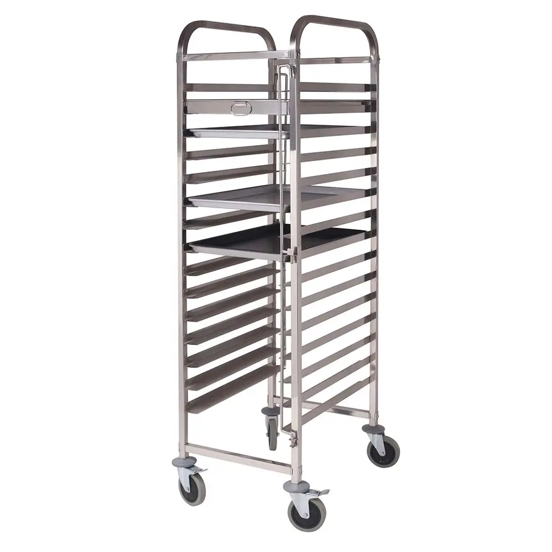 SOGA Gastronorm Trolley 15 Tier Stainless Steel Cake Bakery Trolley Suits 60*40cm Tray - Home & Garden