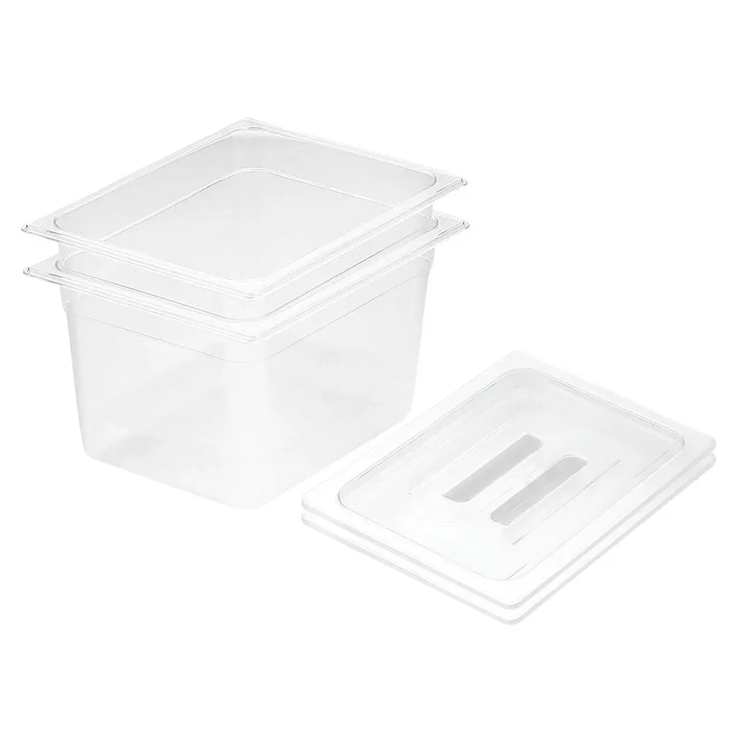 SOGA 200mm Clear Gastronorm GN Pan 1/2 Food Tray Storage Bundle of 2 with Lid - Home & Garden