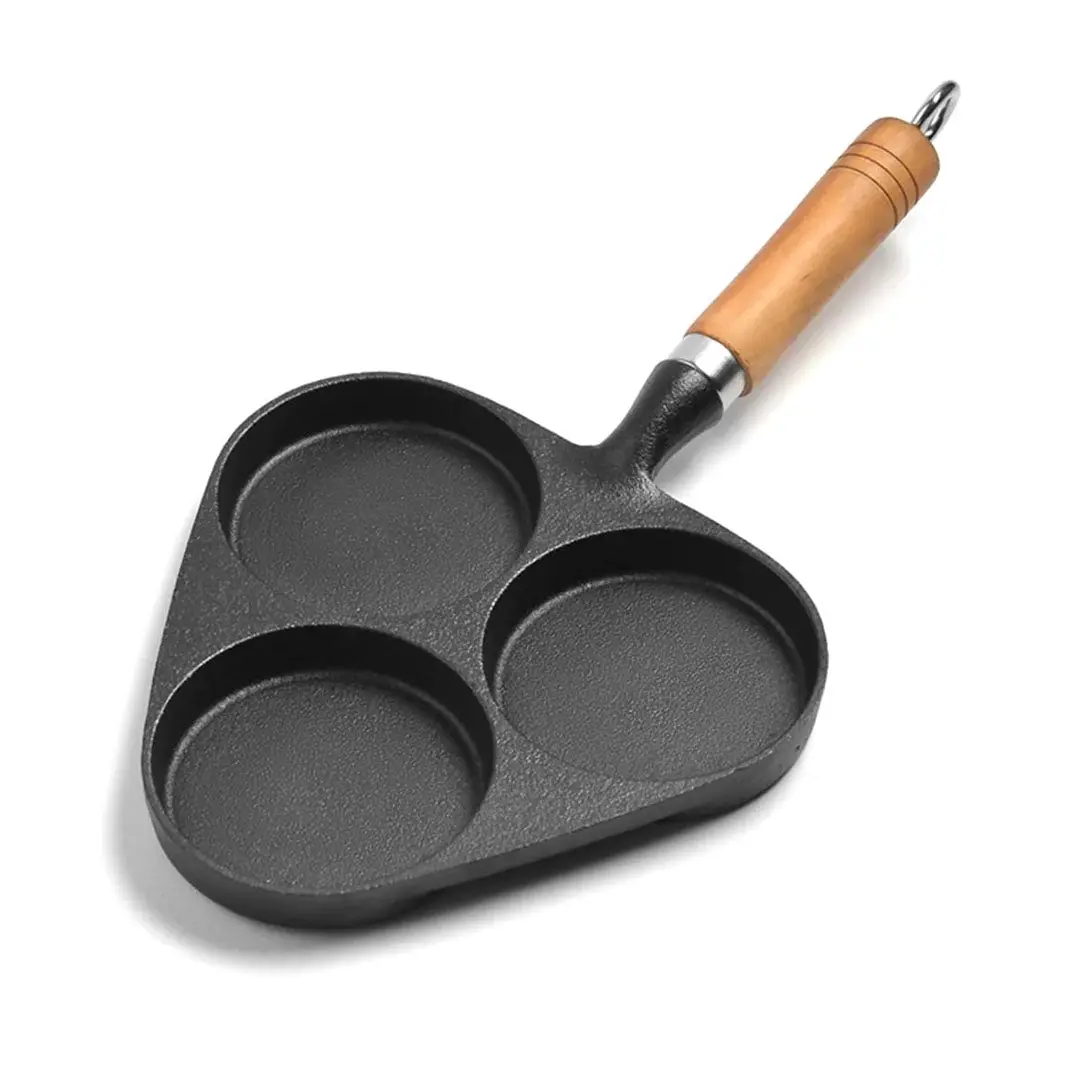 SOGA 3 Mold Cast Iron Breakfast Fried Egg Pancake Omelette Fry Pan - Home & Garden