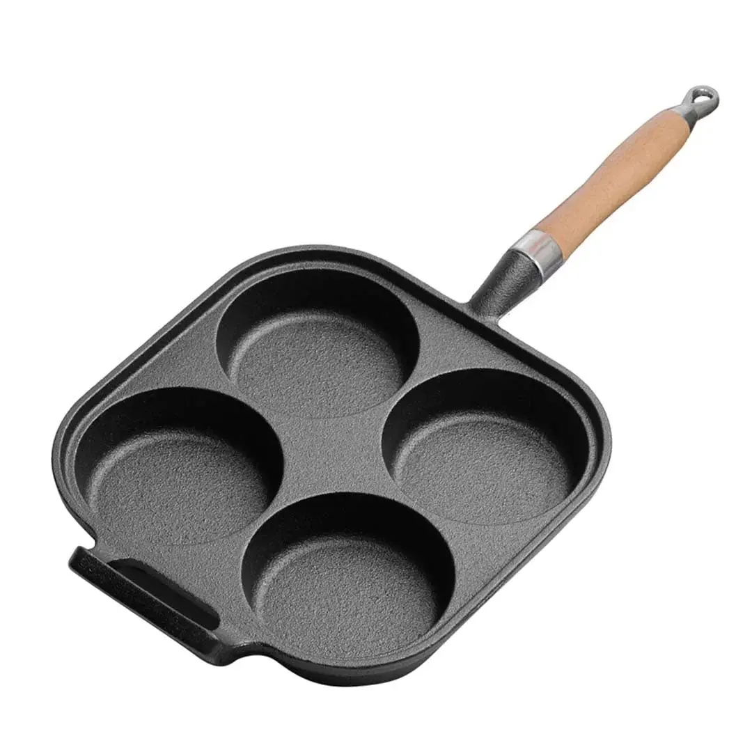 SOGA 4 Mold Cast Iron Breakfast Fried Egg Pancake Omelette Fry Pan - Home & Garden