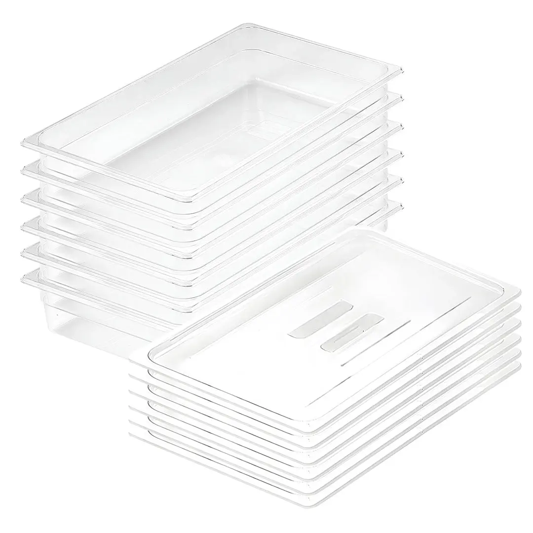 SOGA 100mm Clear Gastronorm GN Pan 1/1 Food Tray Storage Bundle of 6 with Lid - Home & Garden