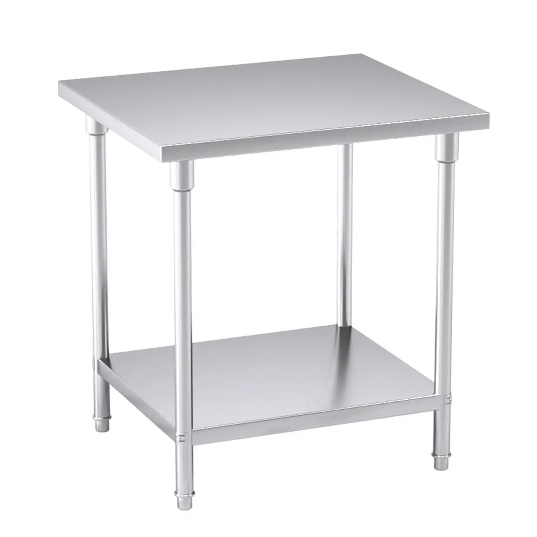 SOGA Commercial 2-Tier Prep Workbench - Stainless Steel Kitchen Table 80x70x85cm