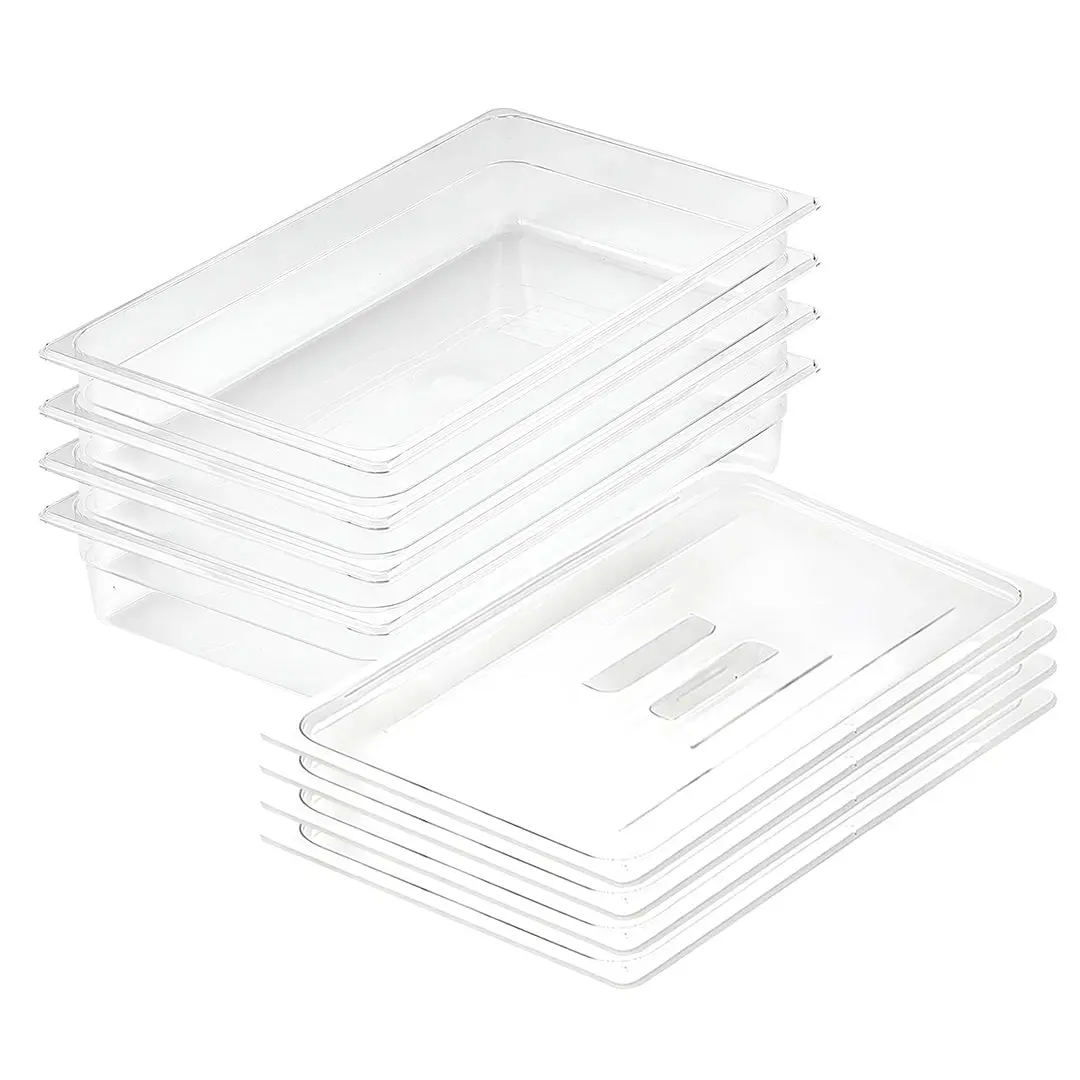 SOGA 100mm Clear Gastronorm GN Pan 1/1 Food Tray Storage Bundle of 4 with Lid - Home & Garden