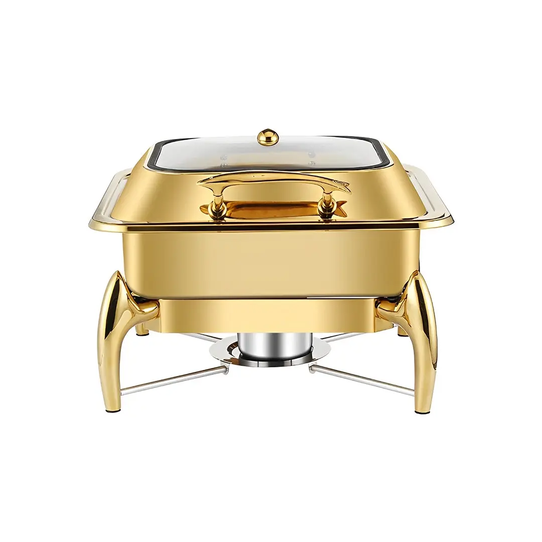 SOGA Gold-Plated Stainless Steel Square Chafing Dish