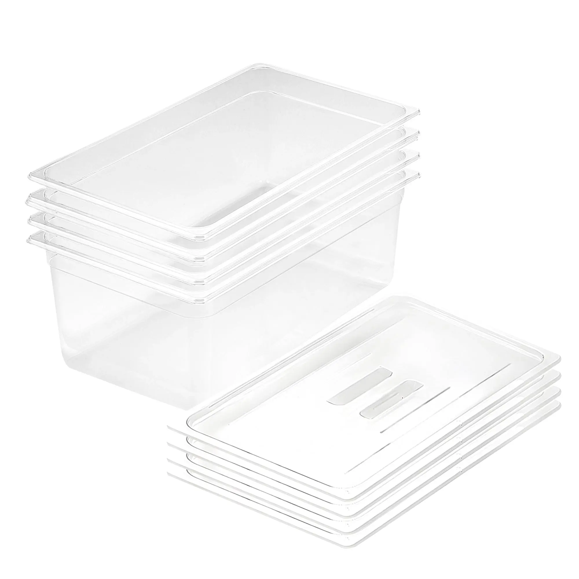 SOGA 200mm Clear Gastronorm GN Pan 1/1 Food Tray Storage Bundle of 4 with Lid - Home & Garden