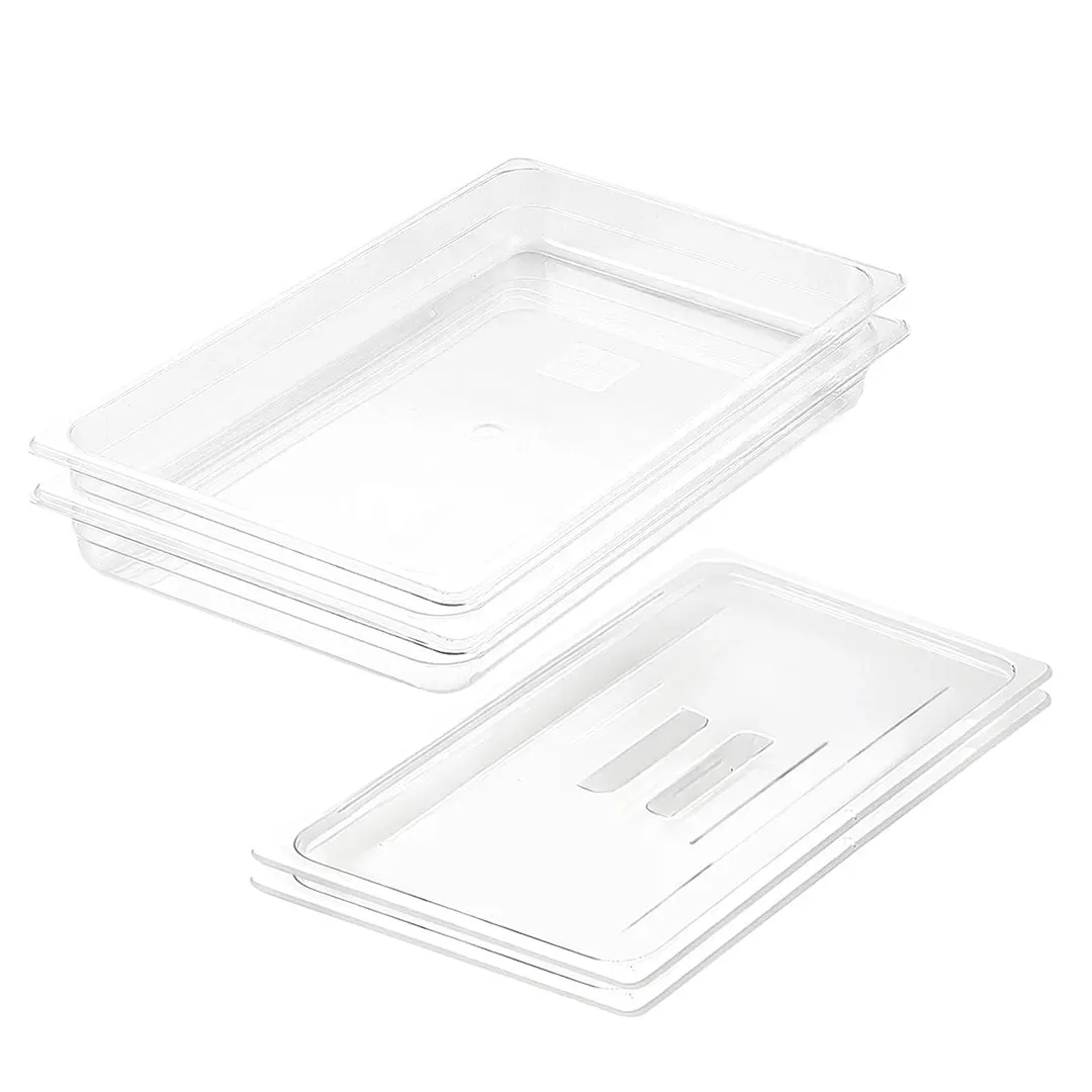 SOGA 2-Pack 65mm Clear Gastronorm GN Pan 1/1 Food Tray Storage with Lid