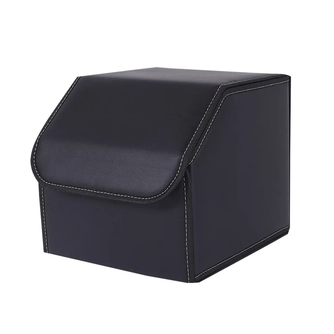 SOGA Leather Car Boot Collapsible Foldable Trunk Cargo Organizer Portable Storage Box Black Small - Automotive
