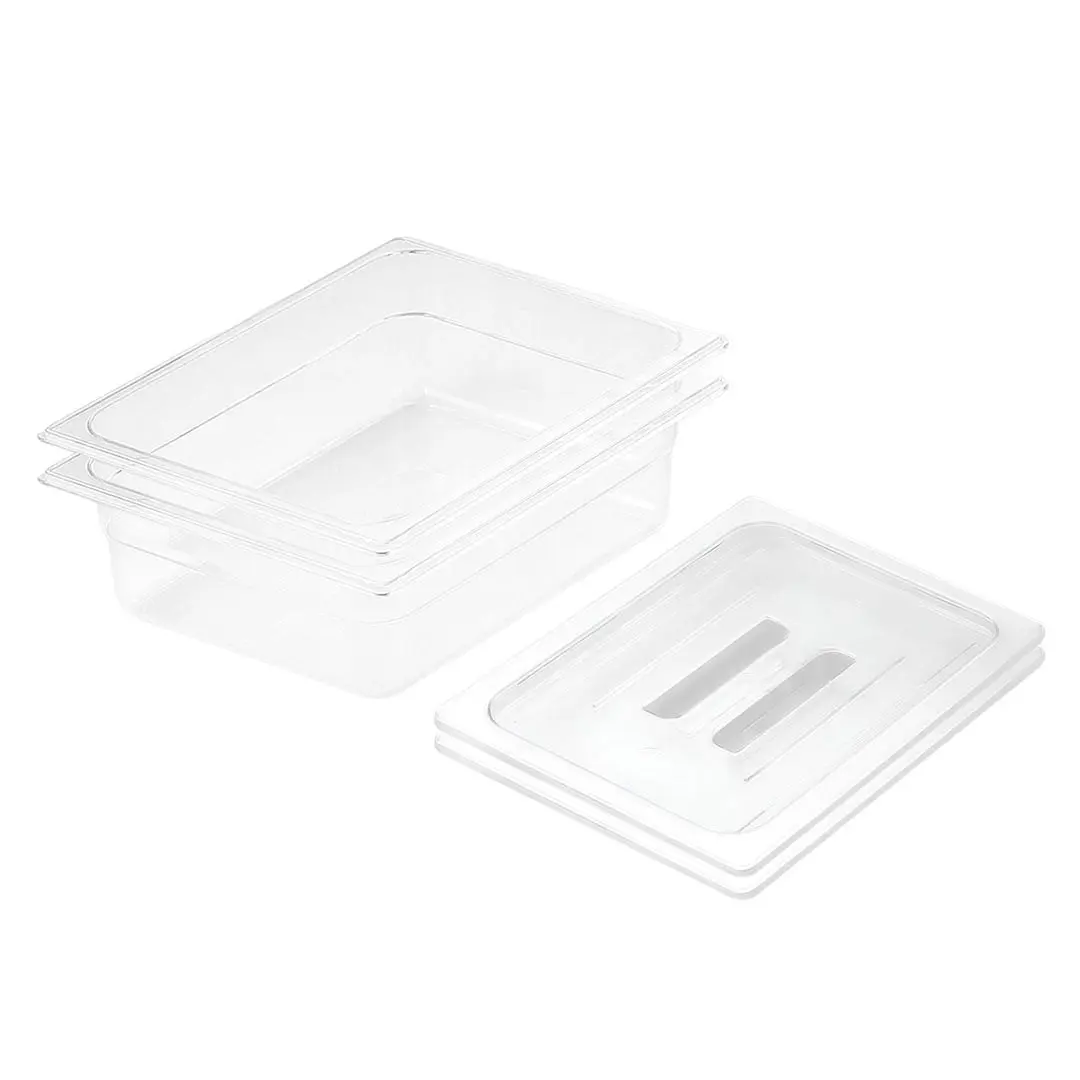SOGA 150mm Clear Gastronorm GN Pan 1/2 Food Tray Storage Bundle of 2 with Lid - Home & Garden