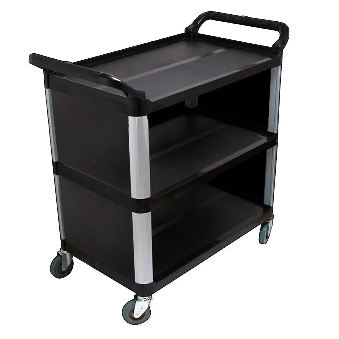 SOGA 3 Tier Covered Food Trolley Mechanic Kitchen Black - Furniture