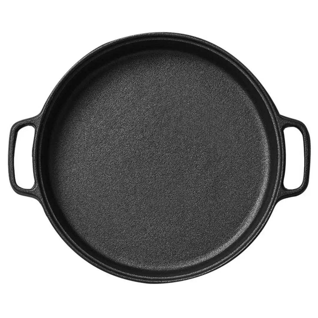 SOGA Cast Iron Frying Pan Skillet Coating Steak Sizzle Platter 35cm - Home & Garden