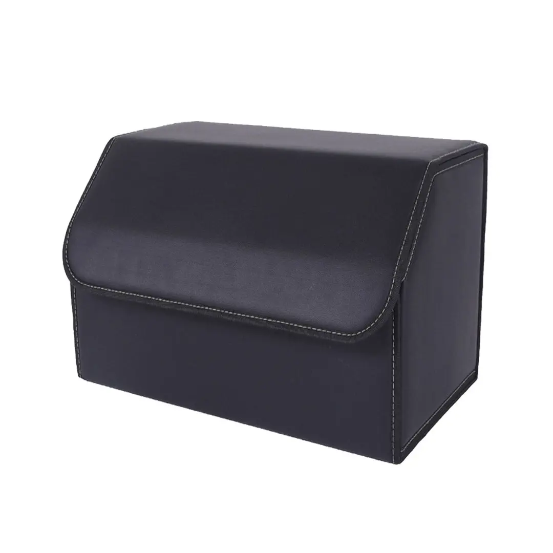 SOGA Leather Car Boot Collapsible Foldable Trunk Cargo Organizer Portable Storage Box Black Medium - Automotive