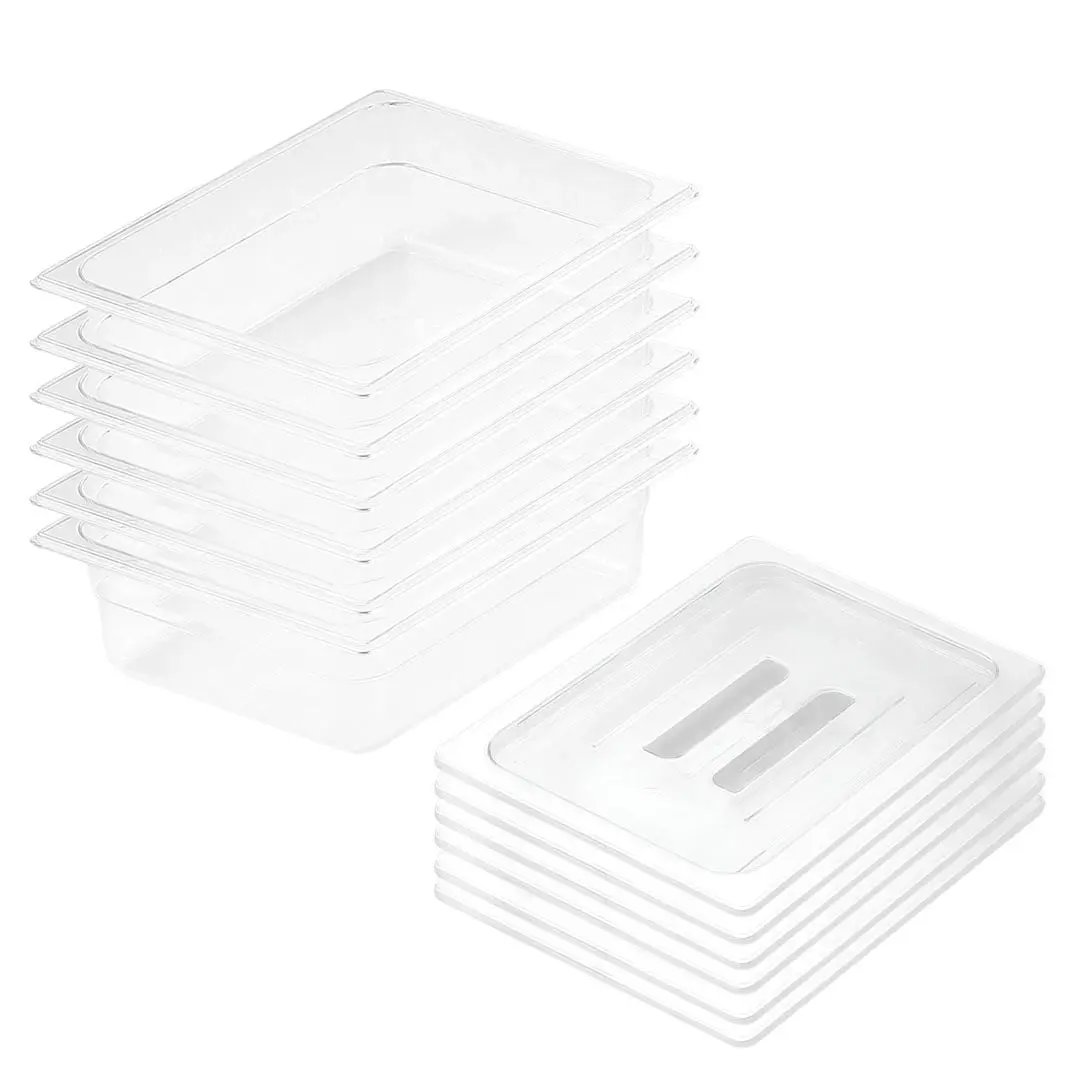 SOGA 150mm Clear Gastronorm GN Pan 1/2 Food Tray Storage Bundle of 6 with Lid - Home & Garden