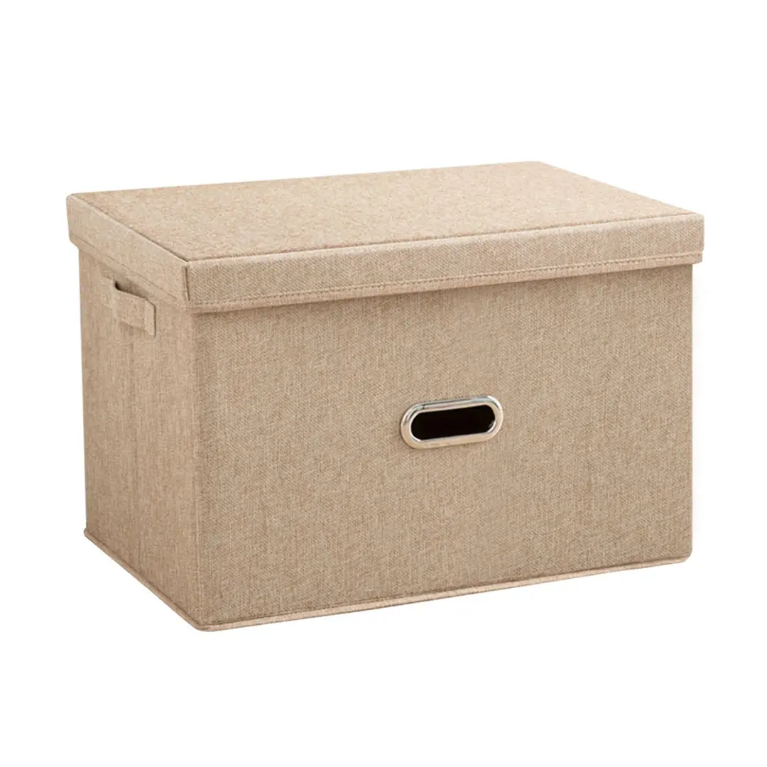 SOGA Beige Small Foldable Canvas Storage Box Cube Clothes Basket Organiser Home Decorative Box - Home & Garden