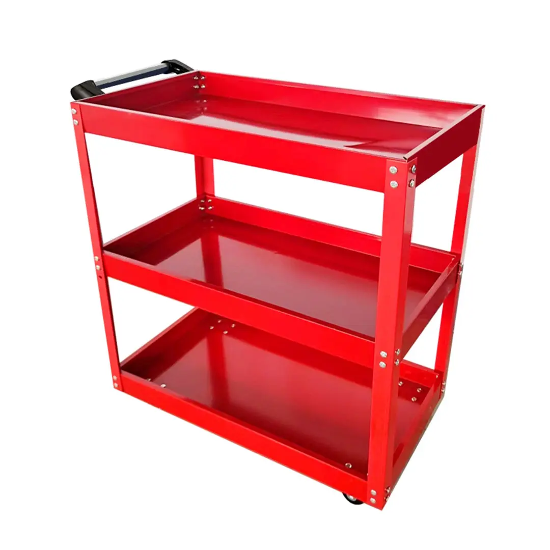 SOGA 3 Tier Tool Storage Cart Portable Service Utility Heavy Duty Mobile Trolley Red - Home & Garden