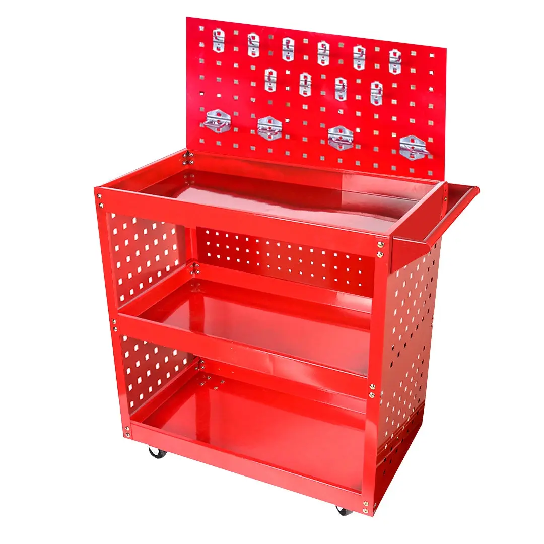 SOGA 3 Tier Tool Storage Cart Portable Service Utility Heavy Duty Mobile Trolley with Porous Side Panels - Home & Garden