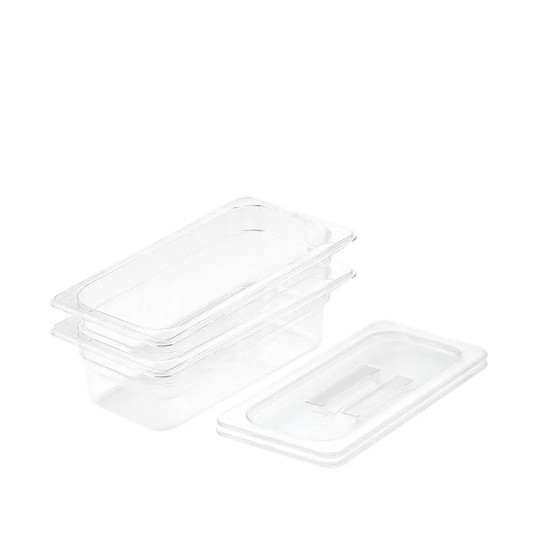 SOGA 100mm Clear Gastronorm GN Pan 1/3 Food Tray Storage Bundle of 2 with Lid - Home & Garden