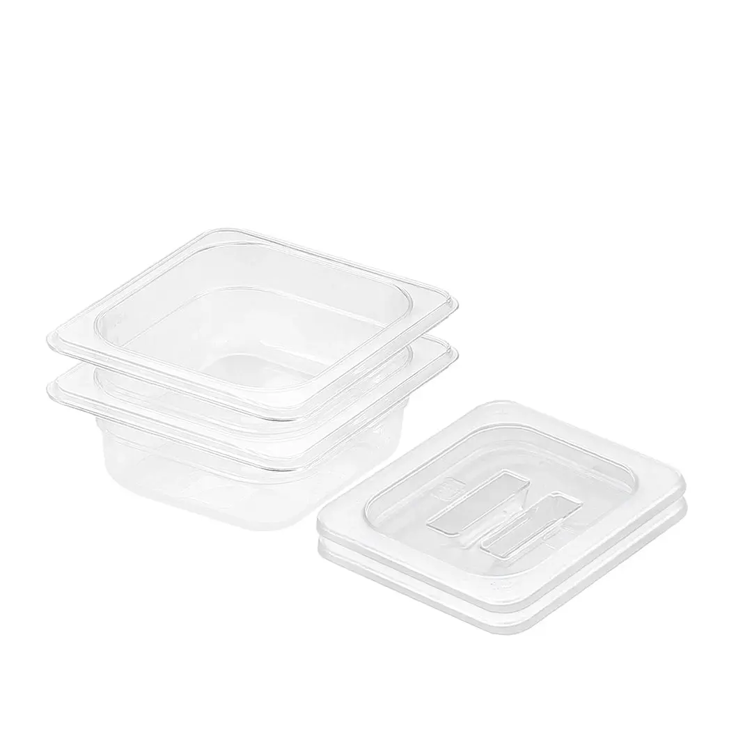 SOGA 65mm Clear Gastronorm GN Pan 1/6 Food Tray Storage Bundle of 2 with Lid - Home & Garden